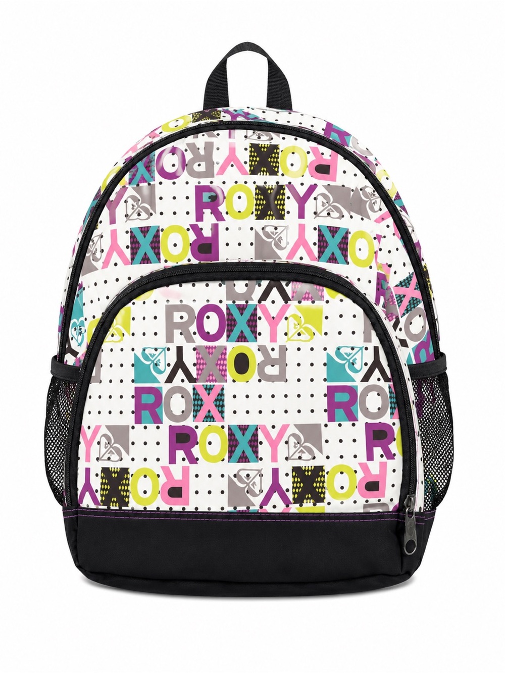 Roxy White Backpack with Multicolor Logo Print